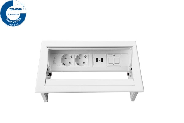 Desk-In -2 x 230V + 2 x Ladestation USB A + 2 x Keystone - Weiß